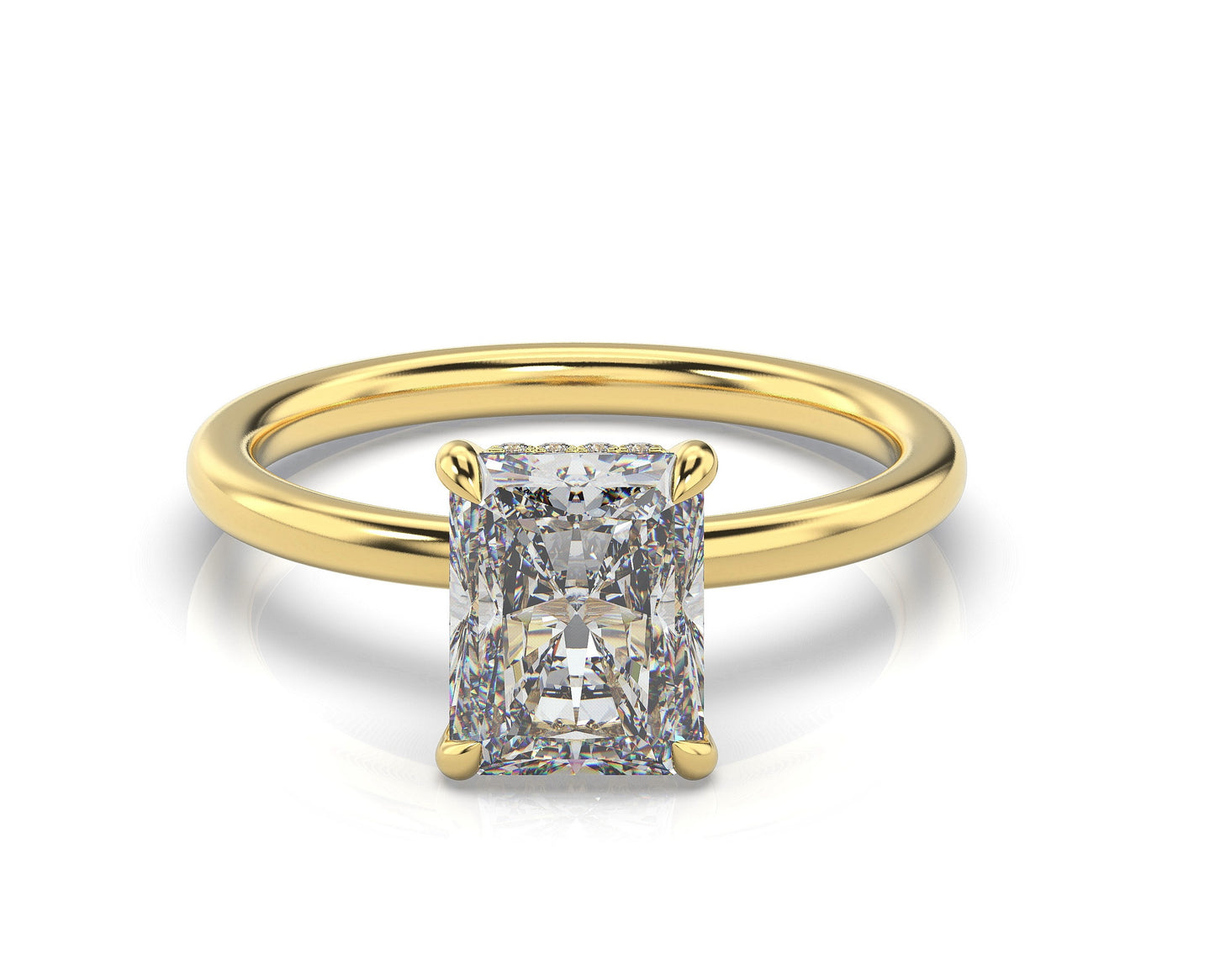 Radiant Hidden Halo Thin Band Engagement Ring