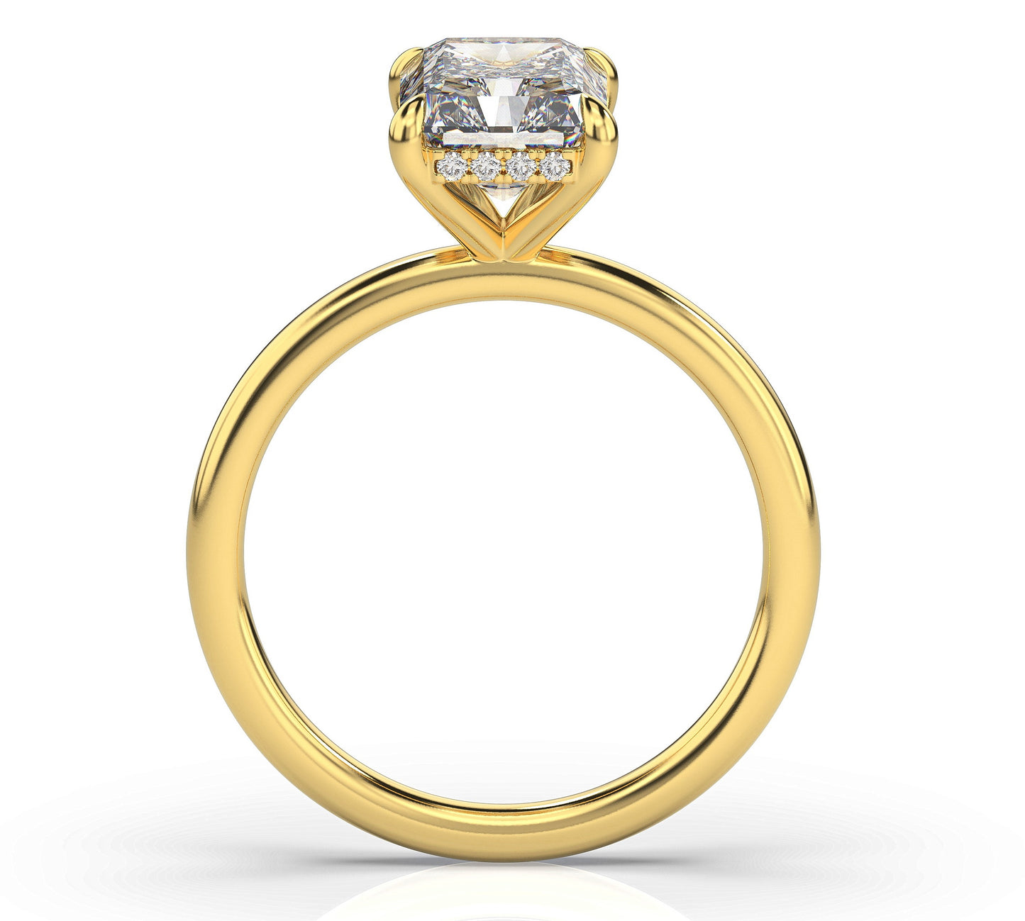 Radiant Hidden Halo Thin Band Engagement Ring