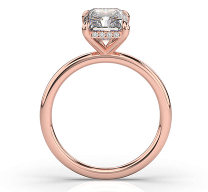 Radiant Hidden Halo Thin Band Engagement Ring