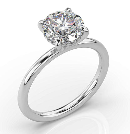 Round Brilliant White Gold Hidden Halo Solitaire Engagement Ring