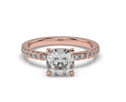 Cushion Hidden Halo Engagement Ring