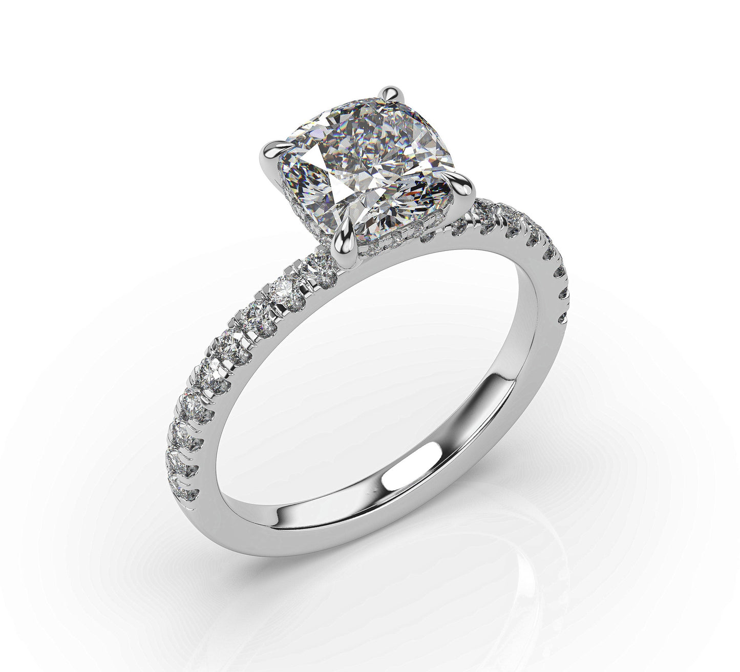 Cushion Hidden Halo Engagement Ring