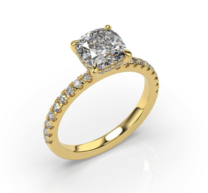 Cushion Hidden Halo Engagement Ring