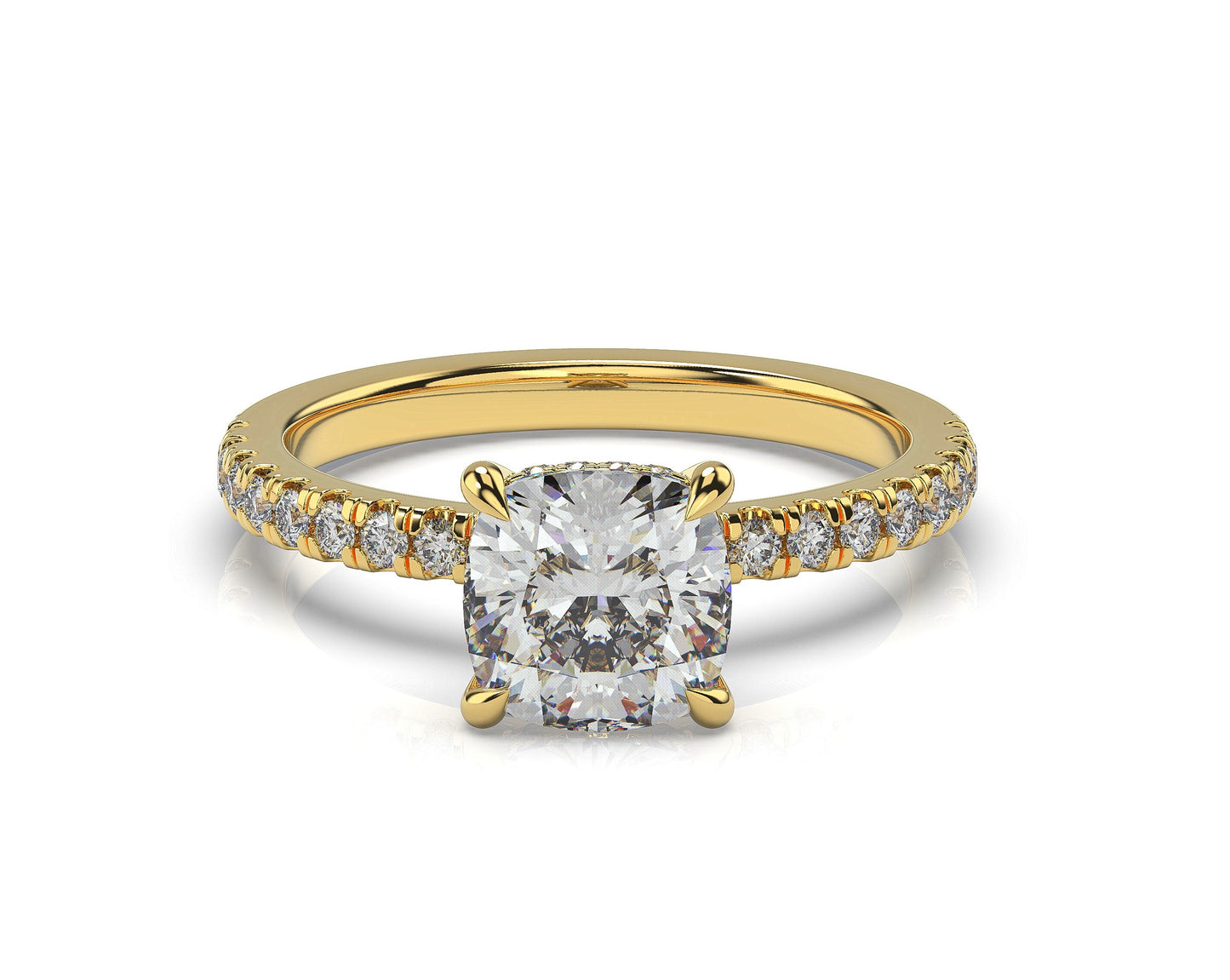 Cushion Hidden Halo Engagement Ring