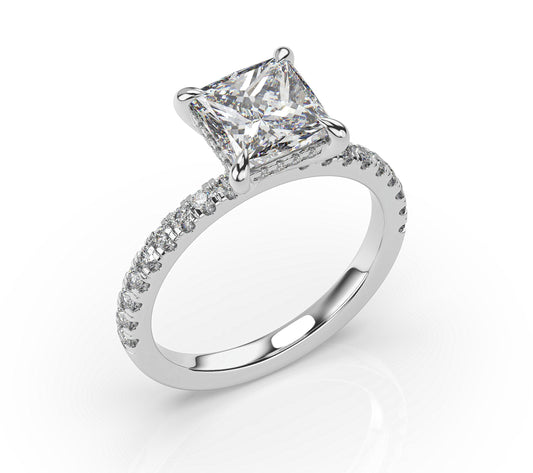 Princess Hidden Halo Engagement Ring