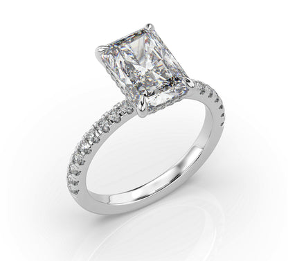 Radiant Hidden Halo Engagement Ring