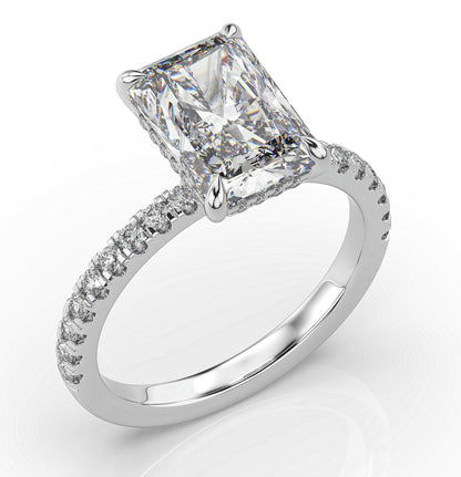 Radiant White Gold Hidden Halo Engagement Ring