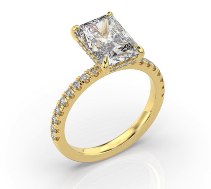 Radiant Hidden Halo Engagement Ring