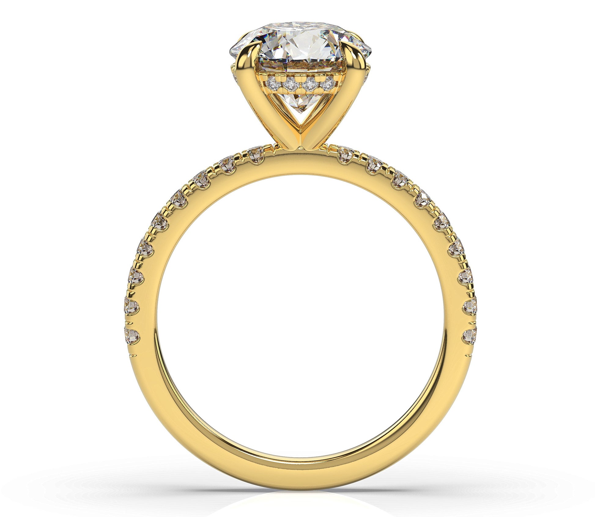 Round Brilliant Yellow Gold Hidden Halo Engagement Ring