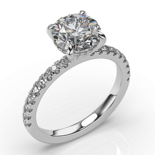 Round Brilliant White Gold Hidden Halo Engagement Ring