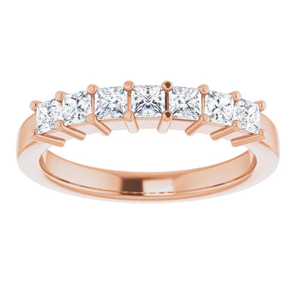 Seven Stone Princess Cut Lab Diamond Anniversary Band