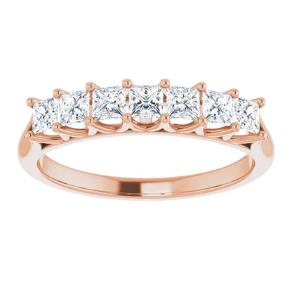 Seven Stone Princess Cut Lab Diamond Anniversary Band