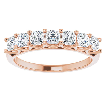 Seven Stone Cushion Cut Lab Diamond Anniversary Band