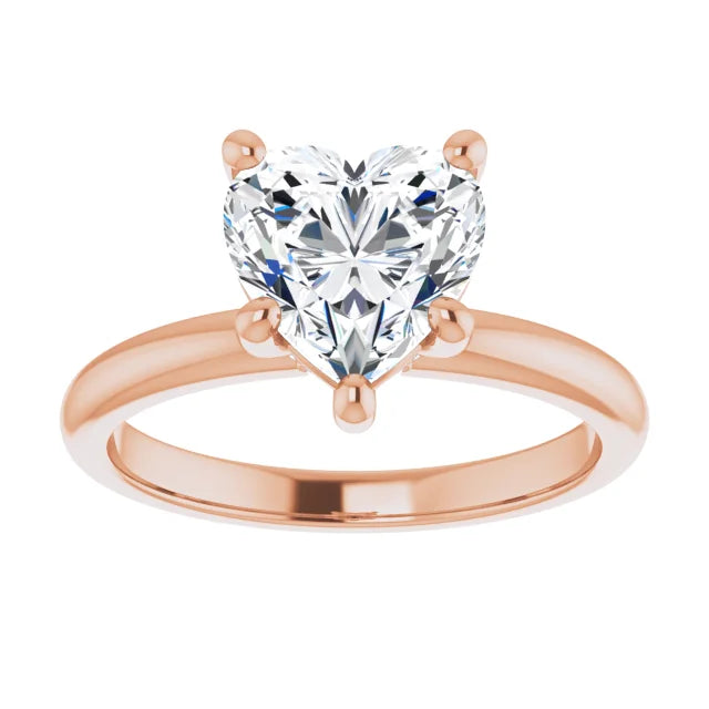 Heart Cut Low Hidden Halo Solitaire Engagement Ring