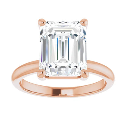 Emerald Cut Low Hidden Halo Solitaire Engagement Ring