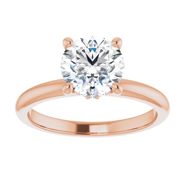 Round Brilliant Cut Low Hidden Halo Solitaire Engagement Ring