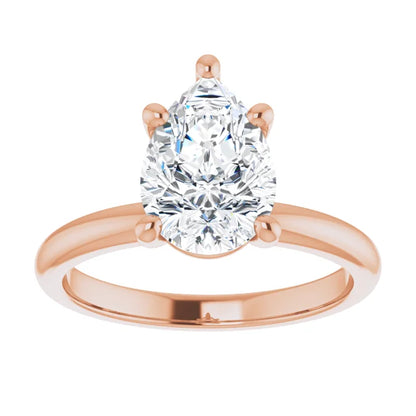 Pear Cut Low Hidden Halo Solitaire Engagement Ring