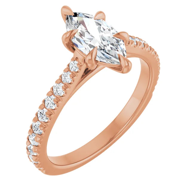 Marquise Rose Gold Claw Set Style Engagement Ring
