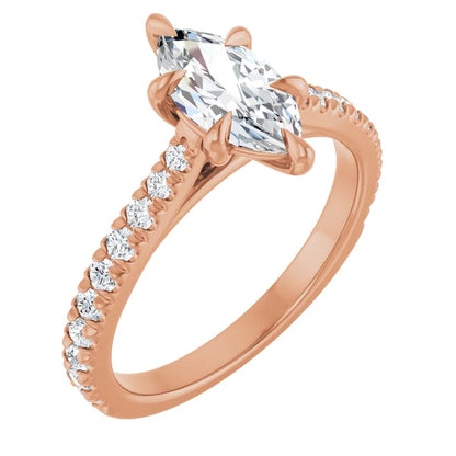 Marquise Rose Gold Claw Set Style Engagement Ring