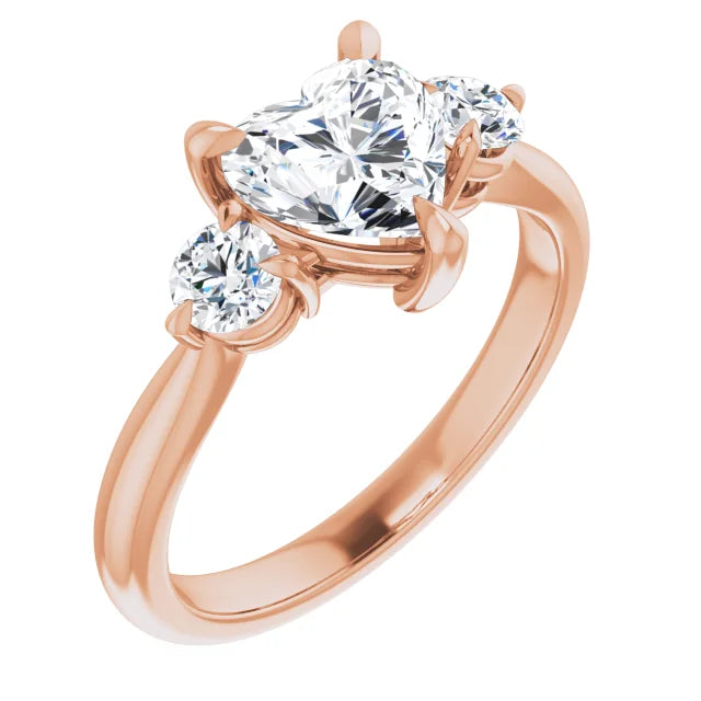 Heart Rose Gold Accent Engagement Ring
