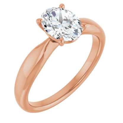Oval Rose Gold Knife Edge Solitaire Engagement Ring