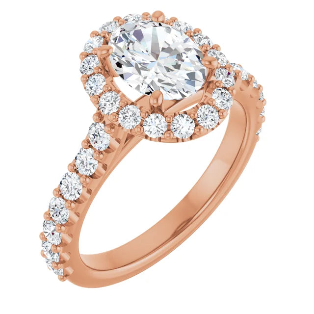 Oval Halo Rose Gold Style Engagement Ring