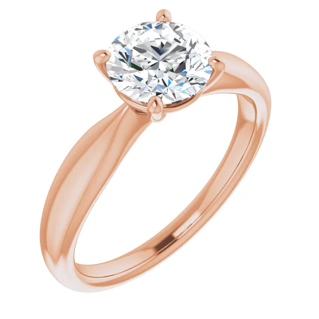 Round Brilliant Rose Gold Knife Edge Solitaire Engagement Ring