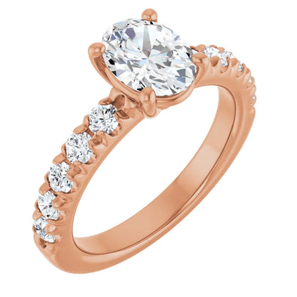 Oval Rose Gold Four Claw Set Style Engagement Ring