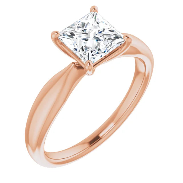Princess Rose Gold Knife Edge Solitaire Engagement Ring