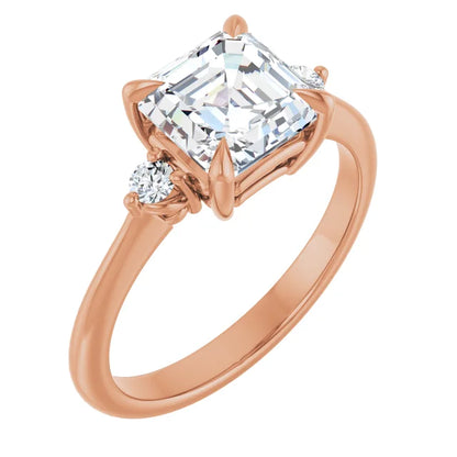 Asscher Rose Gold Accent Engagement Ring