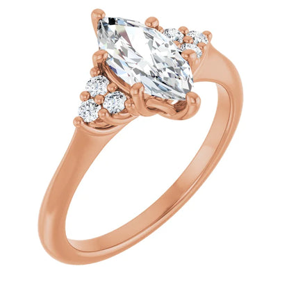 Marquise Rose Gold Antique Inspired Design Engagement Ring