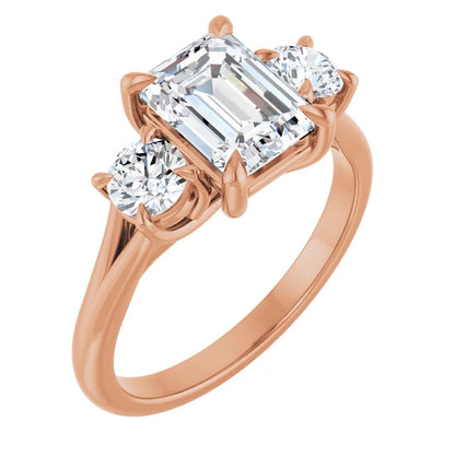 Emerald Rose Gold Accent Engagement Ring