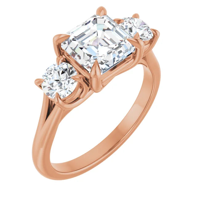 Asscher Rose Gold Accent Engagement Ring