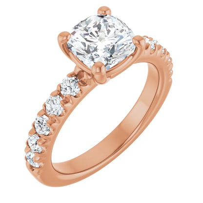 Cushion Rose Gold Four Claw Set Style Engagement Ring