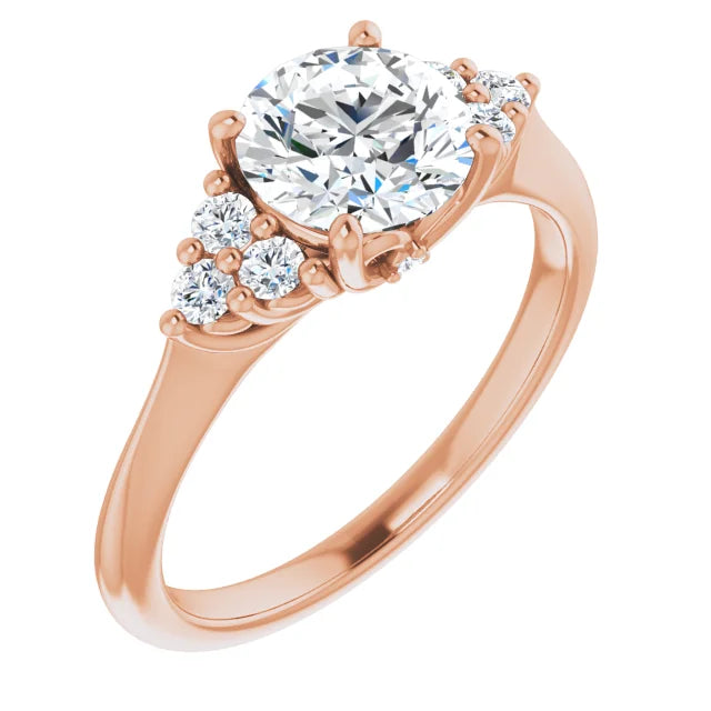 Round Brilliant Rose Gold Antique Inspired Design Engagement Ring