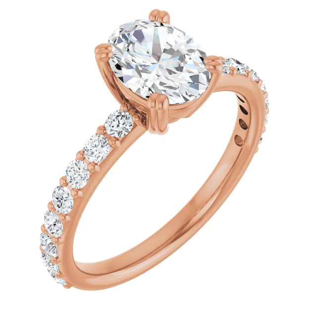 Oval Rose Gold Claw Set Style Engagement Ring