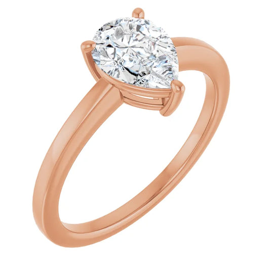 Pear Rose Gold Solitaire Style Engagement Ring