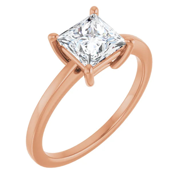 Princess Rose Gold Solitaire Style Engagement Ring