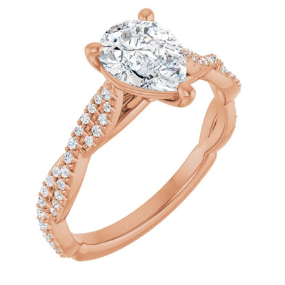 Pear Rose Gold Twist Style Engagement Ring