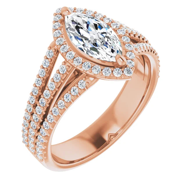 Marquise Halo Style Engagement Ring
