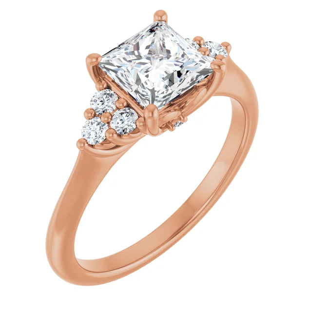 Princess Rose Gold Antique Inspired Design Engagement Ring