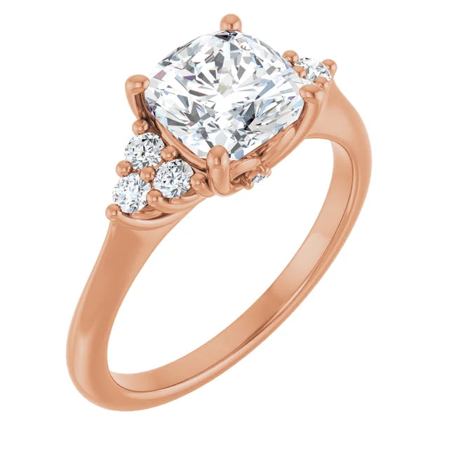 Cushion Rose Gold Antique Inspired Design Engagement Ring