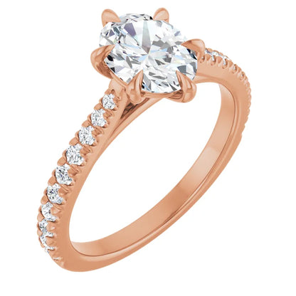 Oval Rose Gold Claw Set Style Engagement Ring