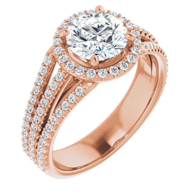 Round Brilliant Rose Gold Halo Style Engagement Ring
