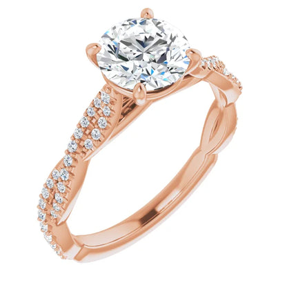 Round Brilliant Rose Gold Twist Style Engagement Ring