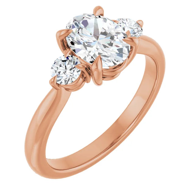 Oval Rose Gold Accent Engagement Ring