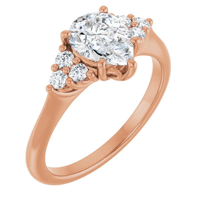 Pear Rose Gold Antique Inspired Design Engagement Ring