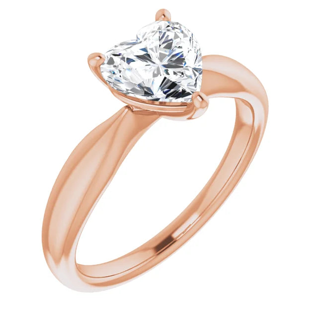 Heart Rose Gold Knife Edge Solitaire Engagement Ring