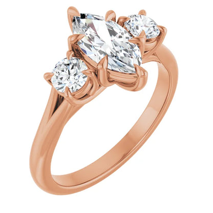 Marquise Rose Gold Accent Engagement Ring