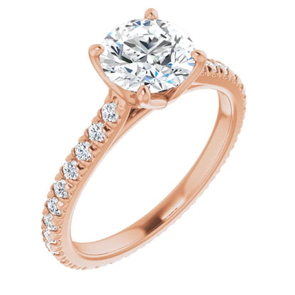 Round Brilliant Rose Gold Claw Set Eternity Style Engagement Ring